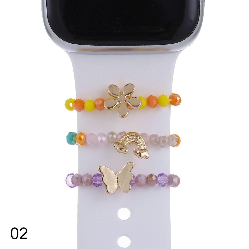 3Pcs Colorful Beads Decorative Ring For Apple Watch Band Ornament Smart Watch Silicone Strap Wristbelt Charm for apple watch Bracelet