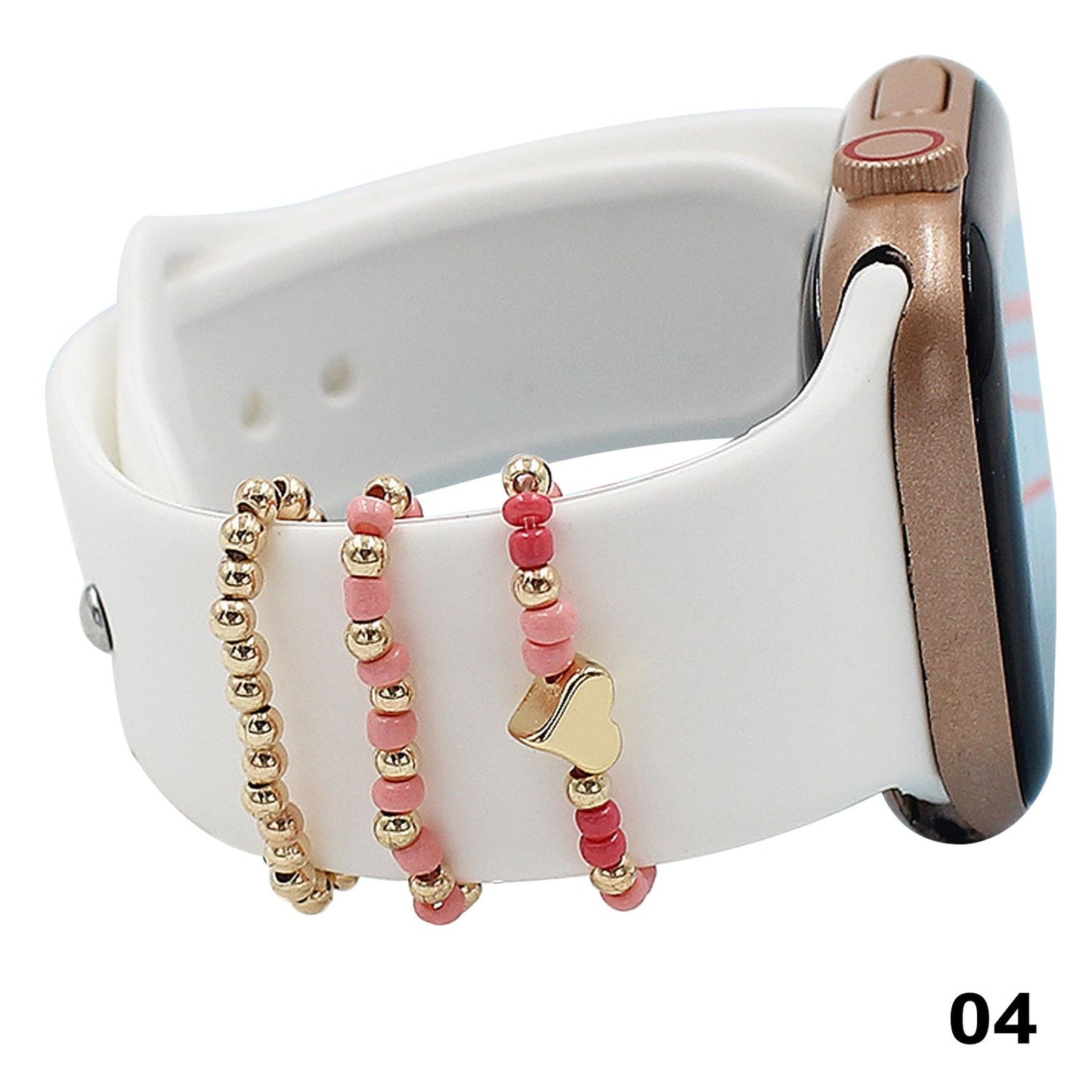 3Pcs Colorful Beads Decorative Ring For Apple Watch Band Ornament Smart Watch Silicone Strap Wristbelt Charm for apple watch Bracelet